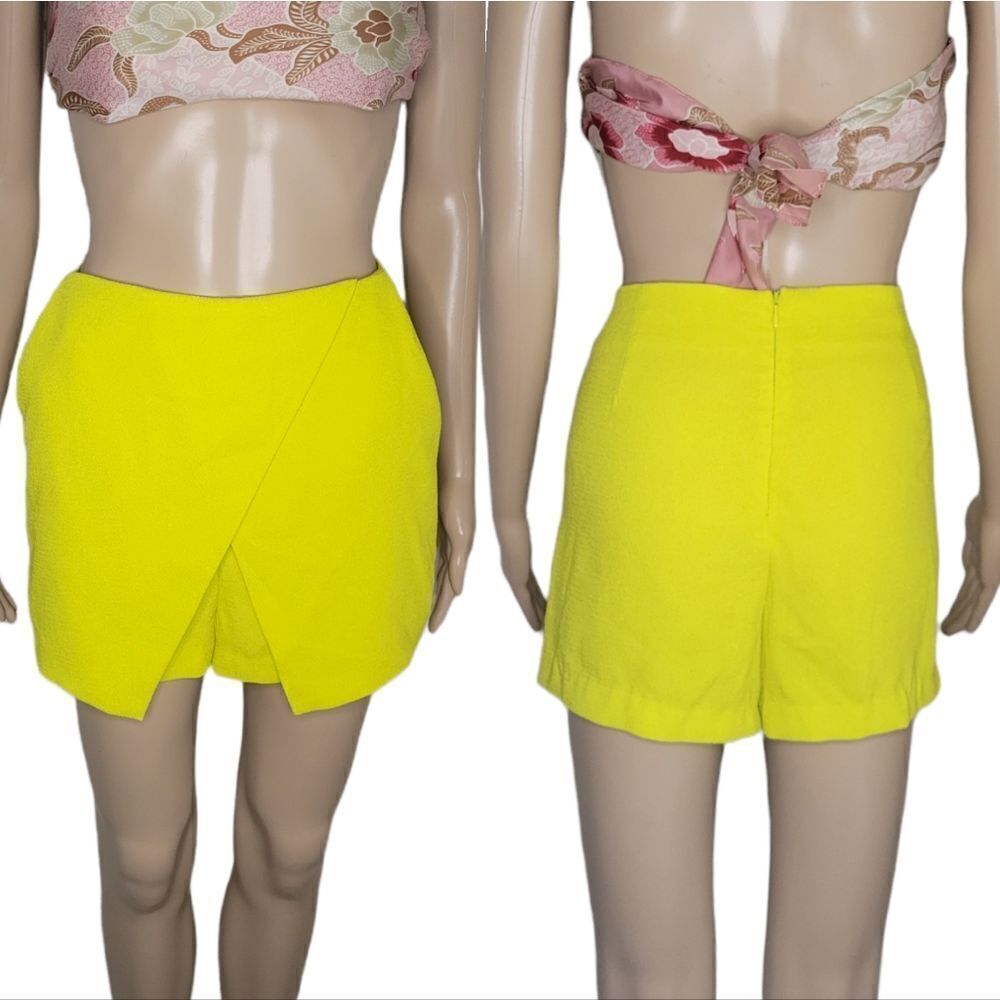 Mittoshop Women's Summer Sexy Casual Asymmetrical Front bright green Mini Skort